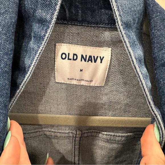 Old navy denim mid length jacket with tie belt| size M - Picture 2 of 3